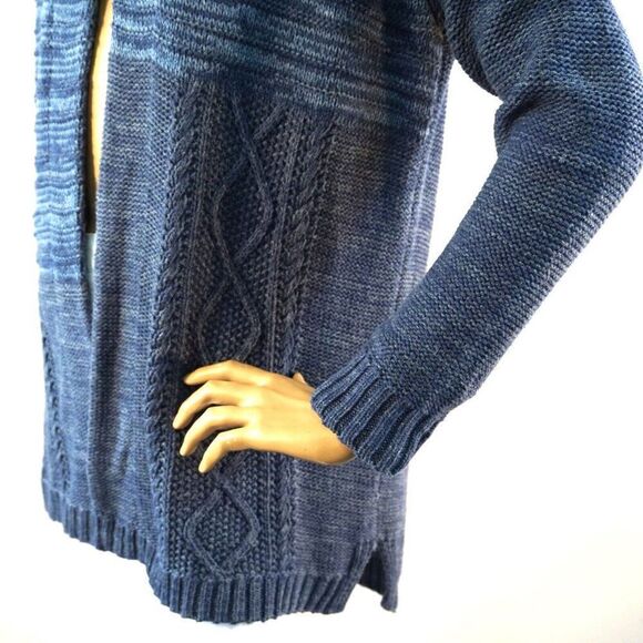 Chaps Open Cardigan Blue Cotton Knit Womens Size Medium - Picture 8 of 11